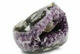 Sparkly Deep-Purple Amethyst Geode with Calcite Crystal - Uruguay #378188-1